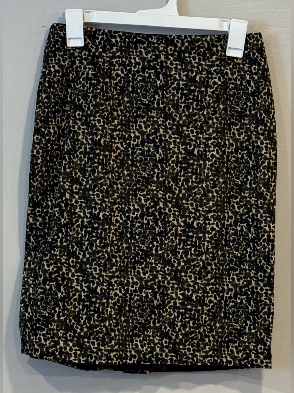 Ann Taylor Leopard Animal Print Stretch Cotton Straight Pencil Skirt Women's 2
